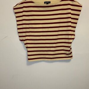 J. Crew Red and Cream Striped Crop Top